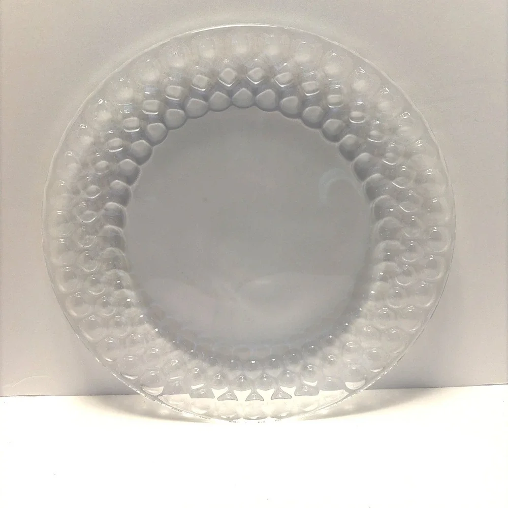 Tiffany &Co. Honeycomb Round Glass Platter Torte Plate Serving Platter 12